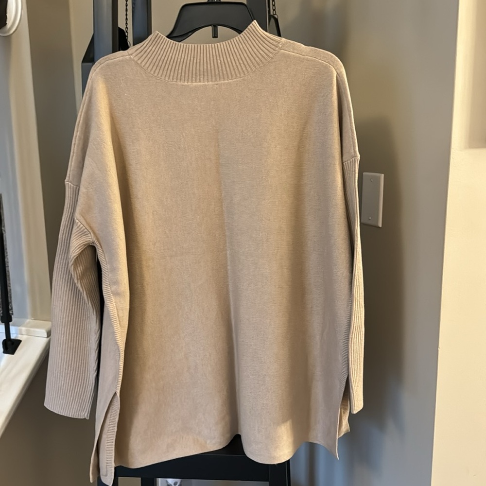 Taupe modern soul mock neck tunic sweater - Picture 2 of 4